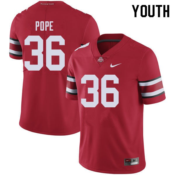 Ohio State Buckeyes #36 K'Vaughan Pope Youth Stitch Jersey Red